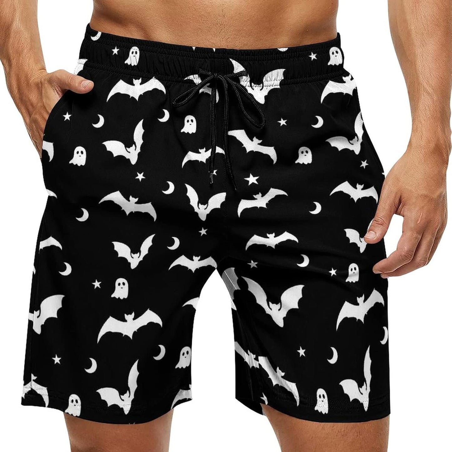 Mens Swim Trunks Men Quick Dry Swim Short with Pockets Skull with Middle Fingers Board Beach Shorts