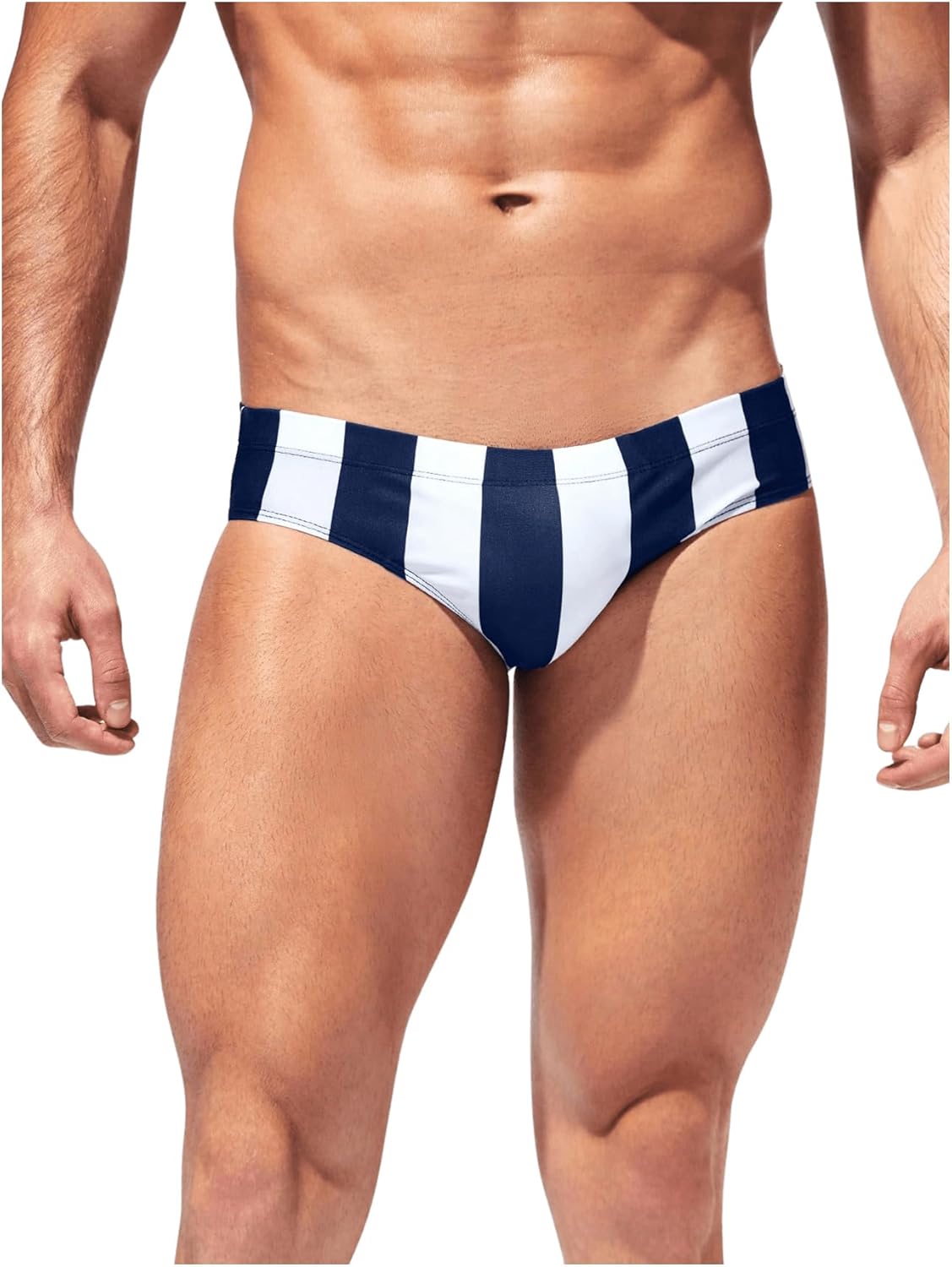 Men'S Swimwear Swim Trunk Striped Print Low Waist Triangle Swimming Brief