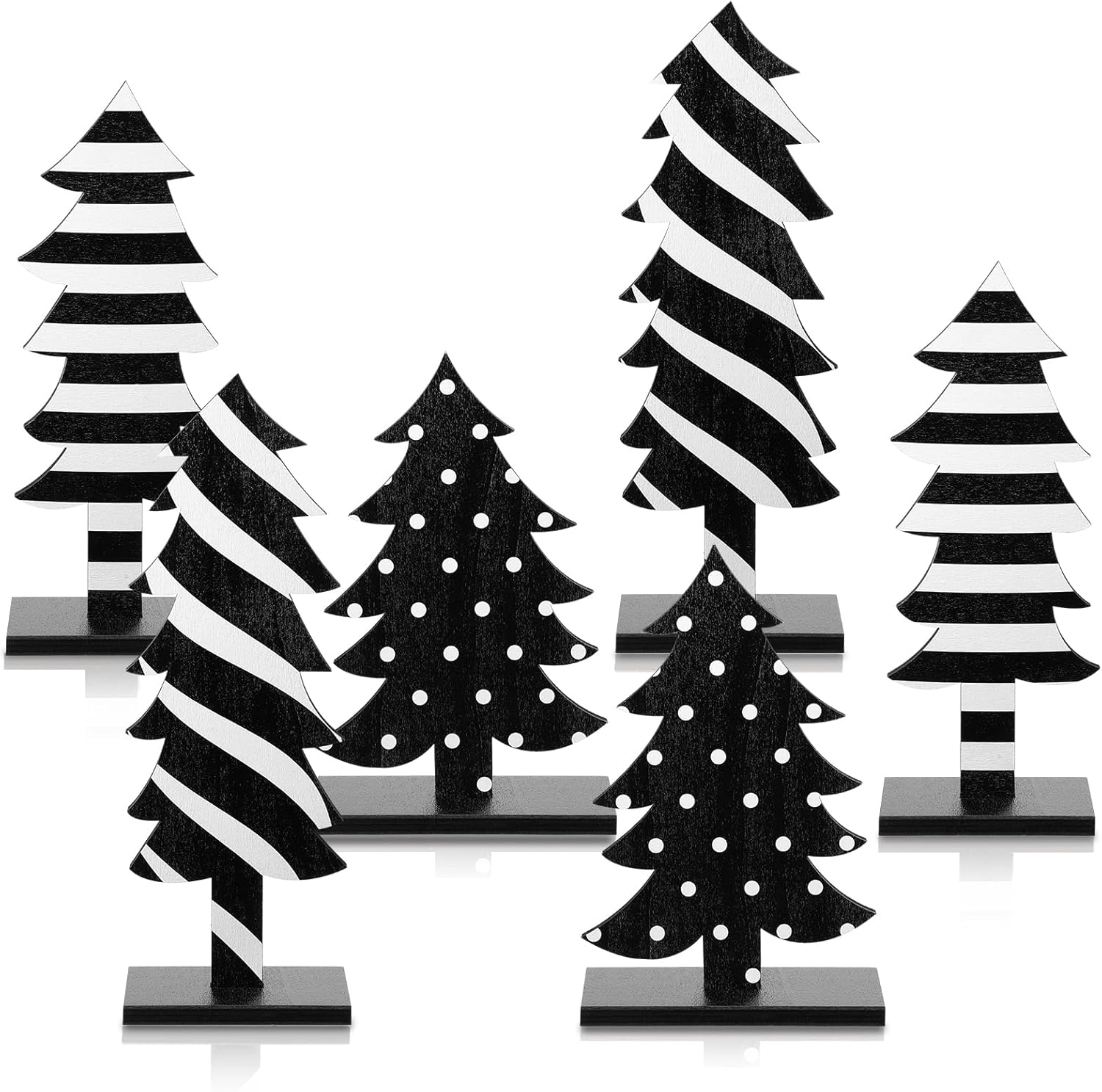 Table Christmas Tree Decorations Farmhouse Black and White Freestanding Handmade Wood Trees Rustic Wooden Christmas Tree Centerpieces for Tabletop Xmas Home Office Holiday Party Decor