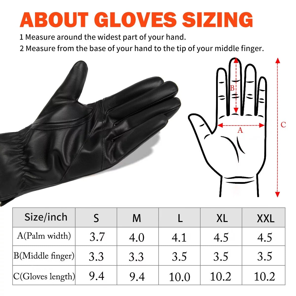 Leather Gloves for Men, Warm Wool Lined PU Leather Winter Gloves Touchscreen Texting,Driving Gloves Men Waterproof