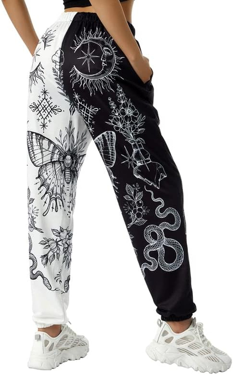 Women'S Boho Hippie Harem Pants High Smocked Waist Printed Patchwork Sweatpants Yoga 90S Goth Baggy Casual Trousers