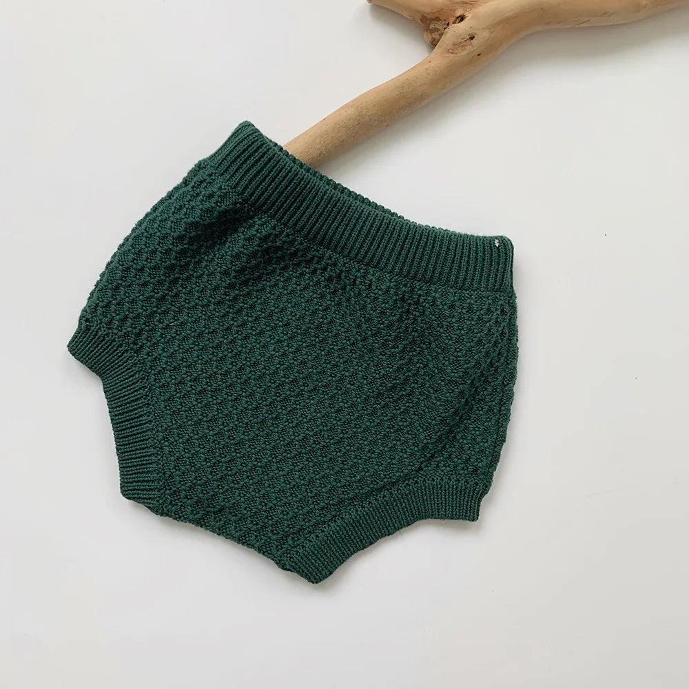 Vintage Baby Shorts Summer Autumn Cotton Knit Elastics Kids Short Pants Cozy Infant Tassel Belt Bloomers Children Warm Clothes