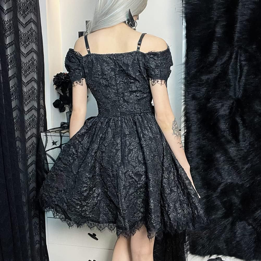 Women Vintage Lace Gothic Dress off Shoulder Goth Lolita Dresses Grunge Punk Party Mini Dresses