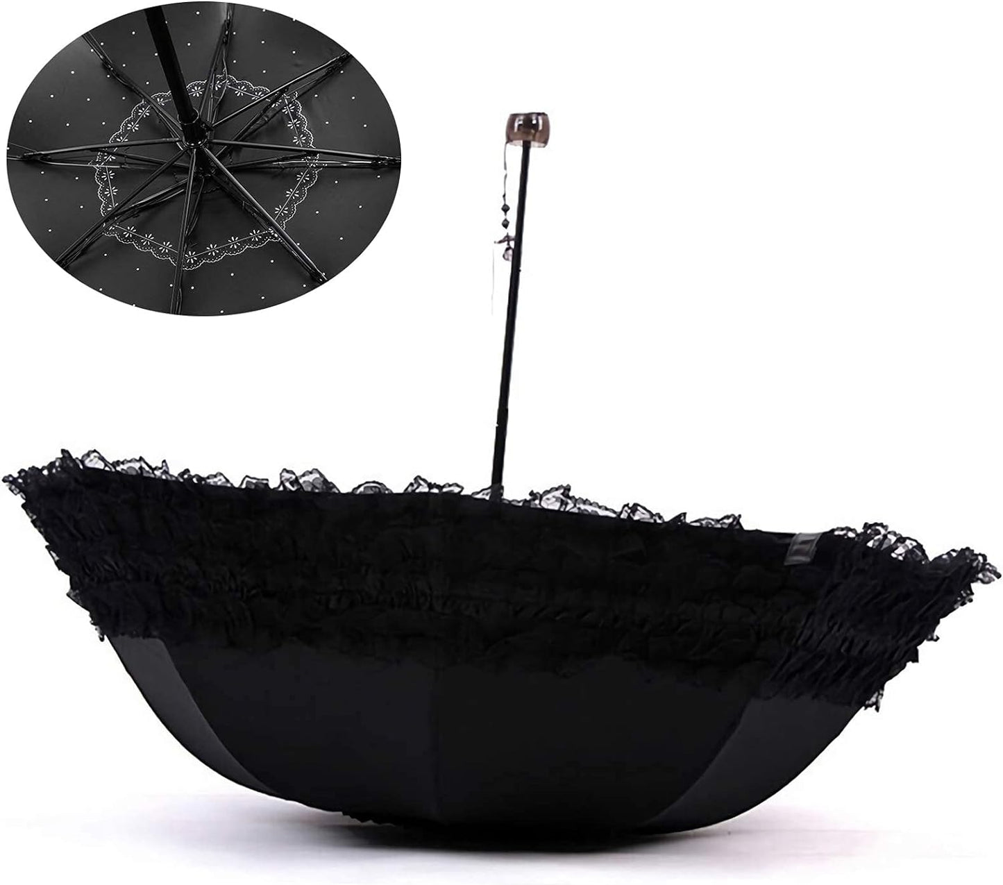 Black Lace Parasol Gothic Umbrella Sun Protection Decorative Umbrellas Wedding Accessories Cosplay Photoshoot Props