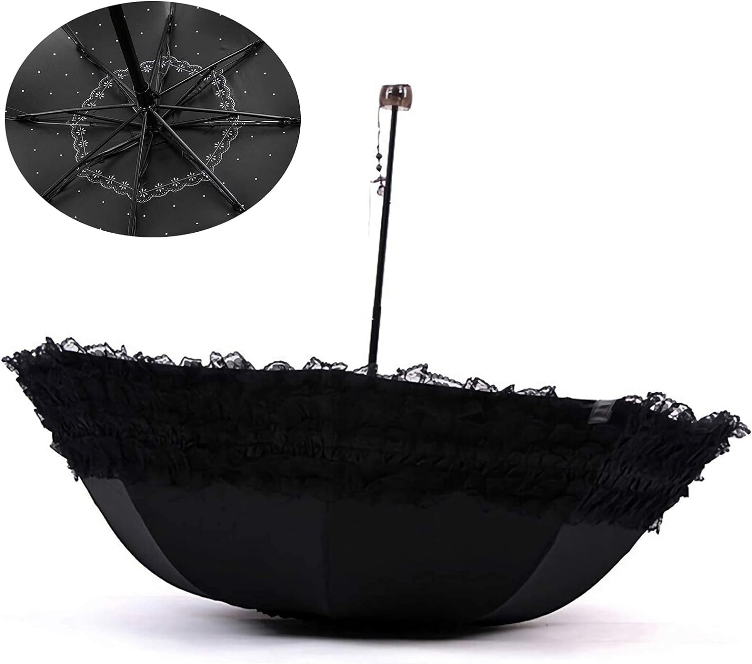 Black Lace Parasol Gothic Umbrella Sun Protection Decorative Umbrellas Wedding Accessories Cosplay Photoshoot Props