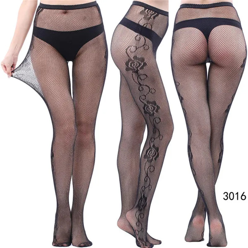 Sexy Women'S Underwear Lace Stockings Transparent Black Fishnet Stockings Thigh Sheer Tights Embroidery Pantyhos