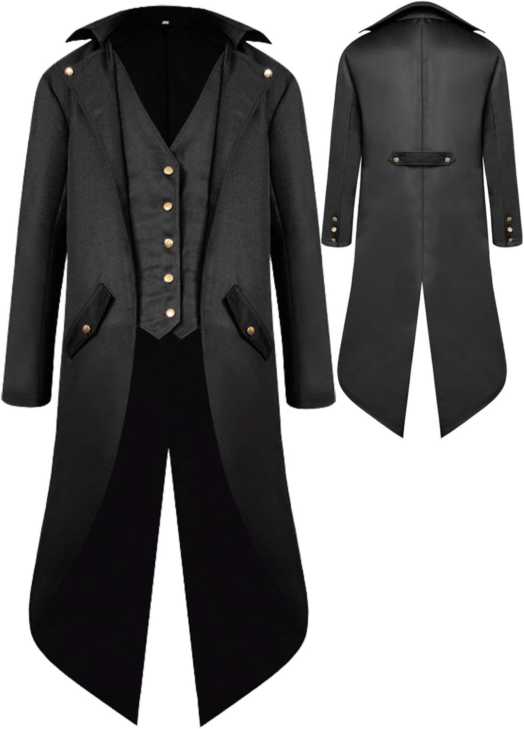 Renaissance Steampunk Tailcoat Halloween Costumes for Men, Pirate Victorian Gothic Medieval Jacket Frock Coat