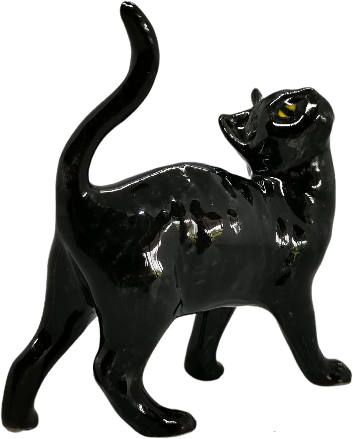 Black Cat Figurine, Decorative and Collectible Ornaments, Miniature Porcelain Cat Figurines, Siamese Cat Figurine, Black Cat Statue 2.5"