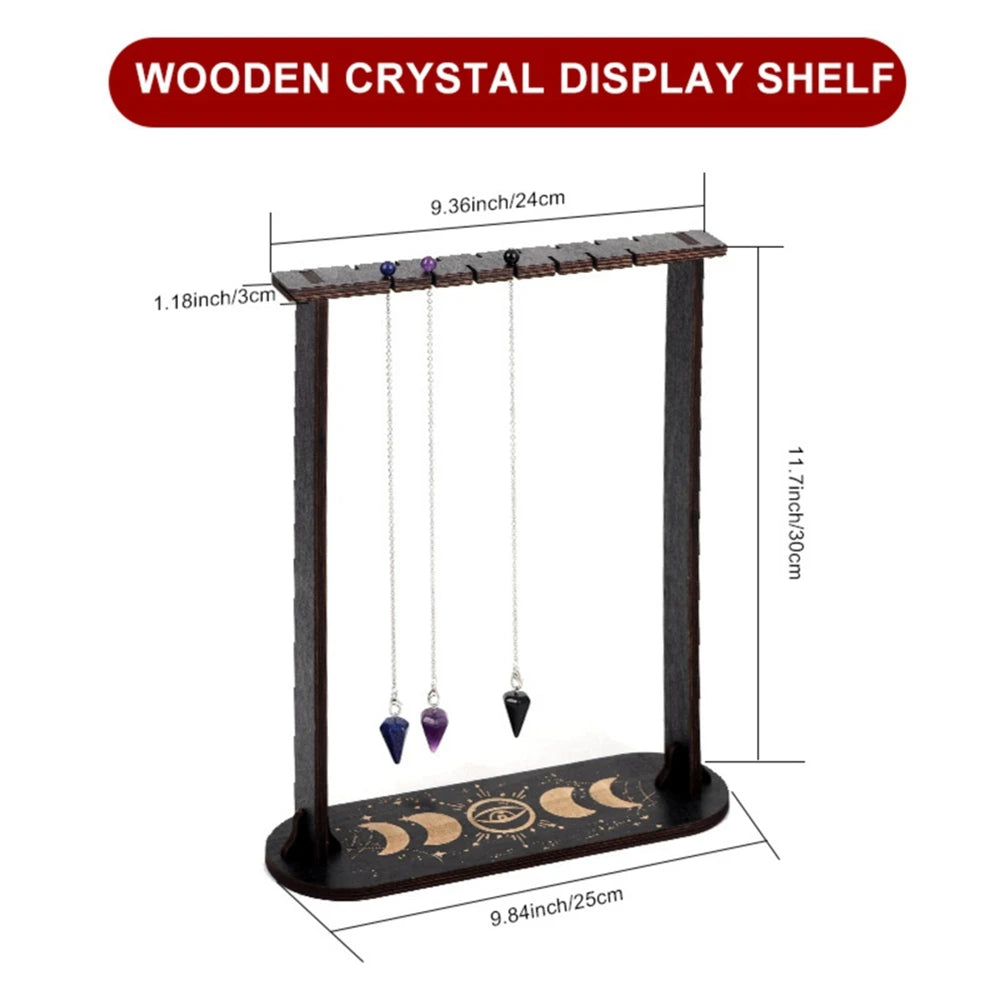 Wood Wiccan Crystal Holder Wooden Pendulum Display Stand Dowsing Pendulum Display Stand Witchcraft Gift Organizer