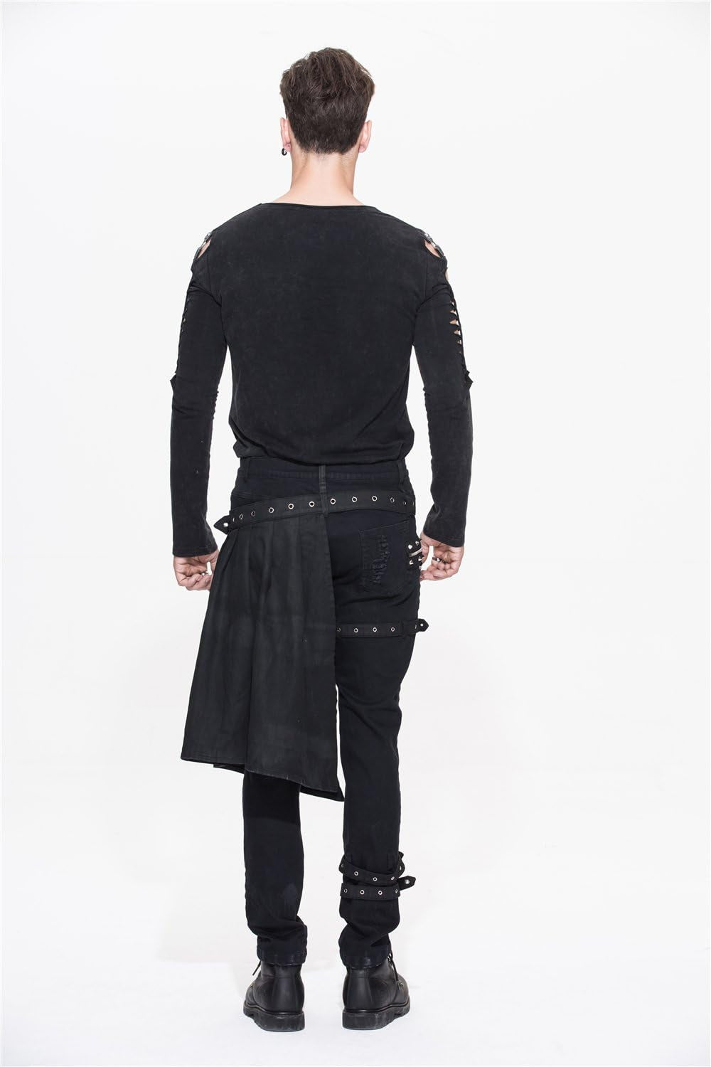 Men Trouers with Kilt Holes Gothic Detachable Slim Casual Pants