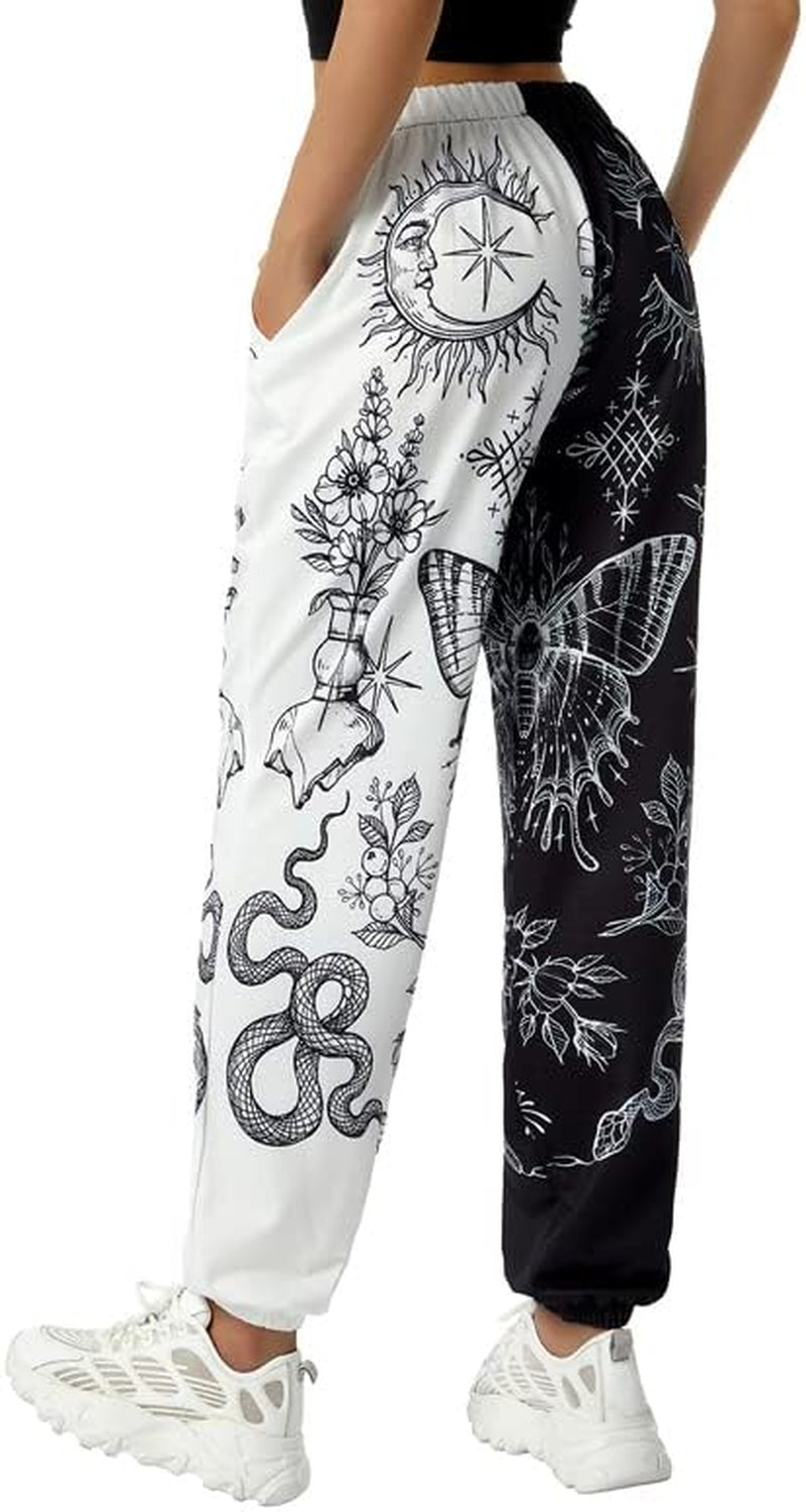 Women'S Boho Hippie Harem Pants High Smocked Waist Printed Patchwork Sweatpants Yoga 90S Goth Baggy Casual Trousers