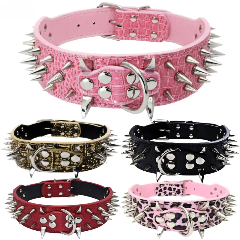 1 Pc 56*5 CM Bite-Resistant Riveted Pet Collar Riveted Dog Collar Large Dog Leash Dog Collar Bite-Resistant Spike Dog Choker