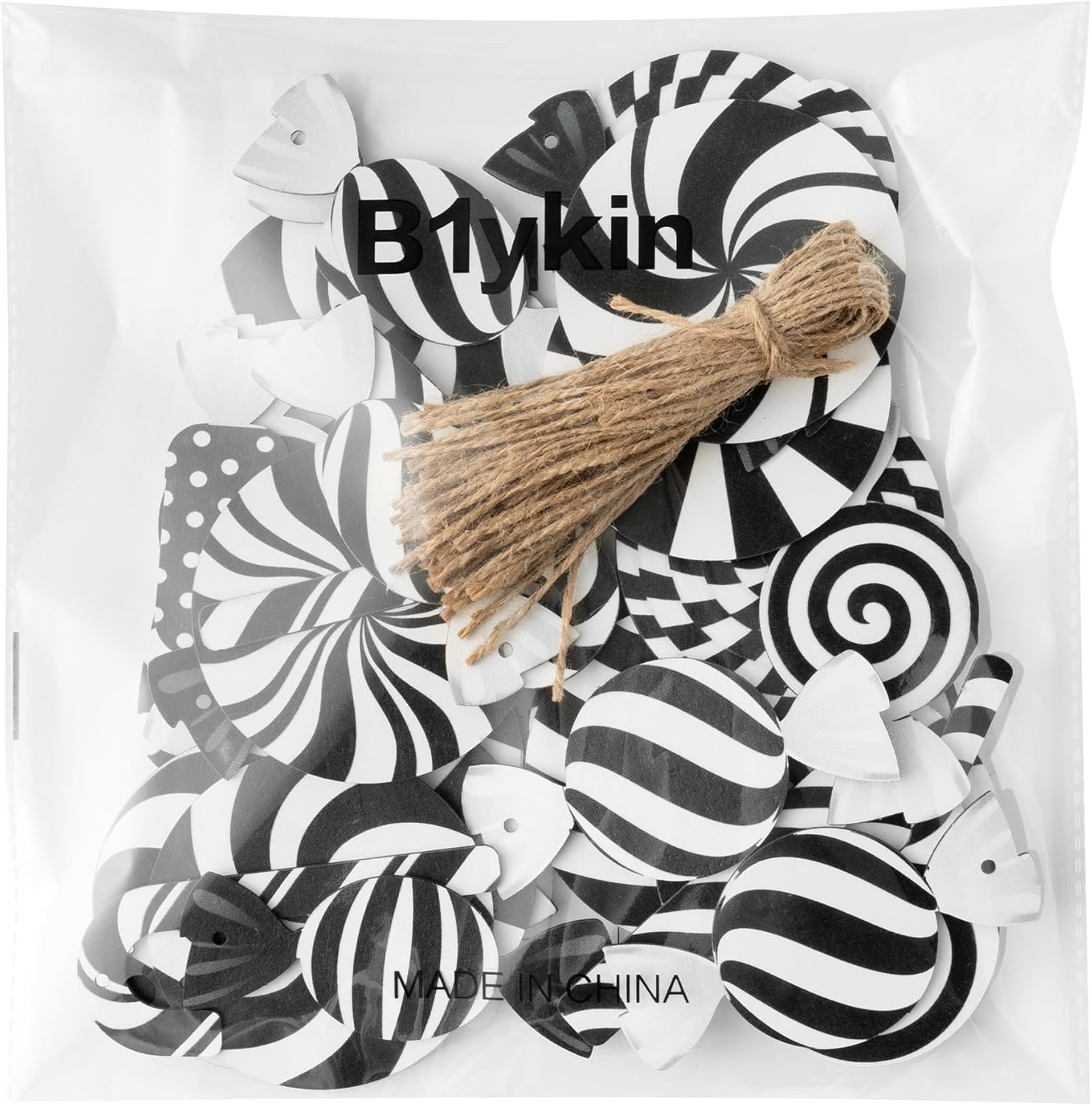 41Pcs Christmas Black White Candy Cane Sugar Wooden Hanging Decoration, Xmas Tree Peppermint Lollipop Ornament Set, Wood Craft Decor Winter Holiday Christmas Party Supplies for Home Fireplaces