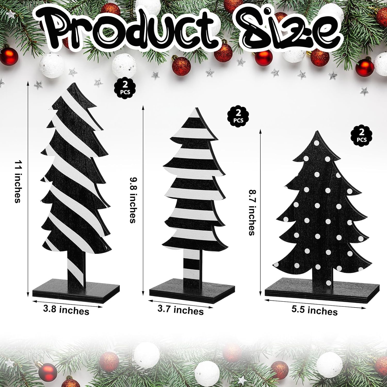 Table Christmas Tree Decorations Farmhouse Black and White Freestanding Handmade Wood Trees Rustic Wooden Christmas Tree Centerpieces for Tabletop Xmas Home Office Holiday Party Decor