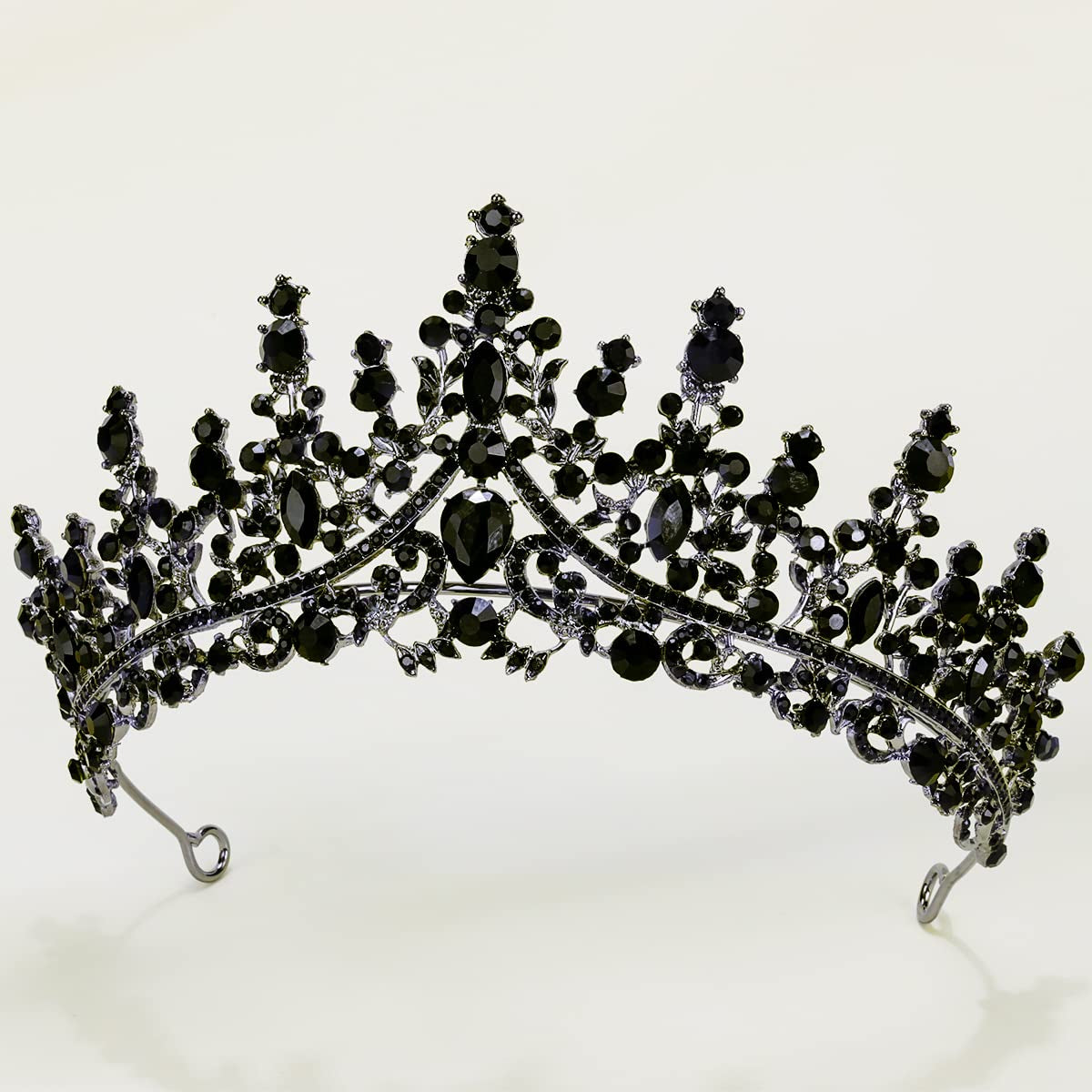 Black Tiaras for Women, Black Crystal Crowns for Women, Gothic Crown Halloween Tiara Crown, Queen Crown, Black Wedding Tiara, Gothic Halloween Costumes for Women Prom Halloween Accessories