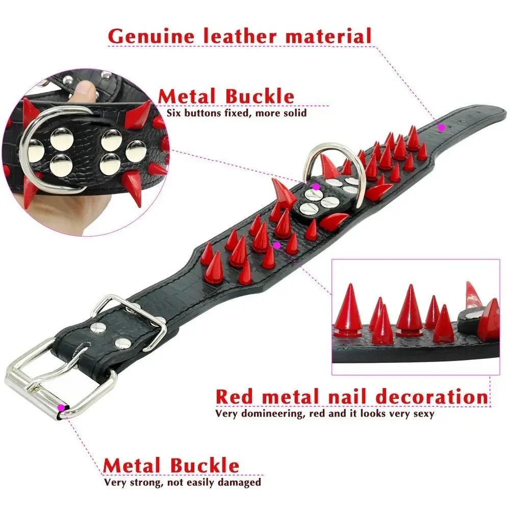 1 Pc 56*5 CM Bite-Resistant Riveted Pet Collar Riveted Dog Collar Large Dog Leash Dog Collar Bite-Resistant Spike Dog Choker