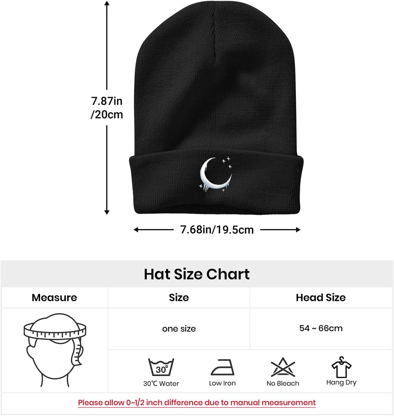 Embroidery Goth Beanie Knit Hats for Men & Women, Embroidery Winter Hats Skull Cap