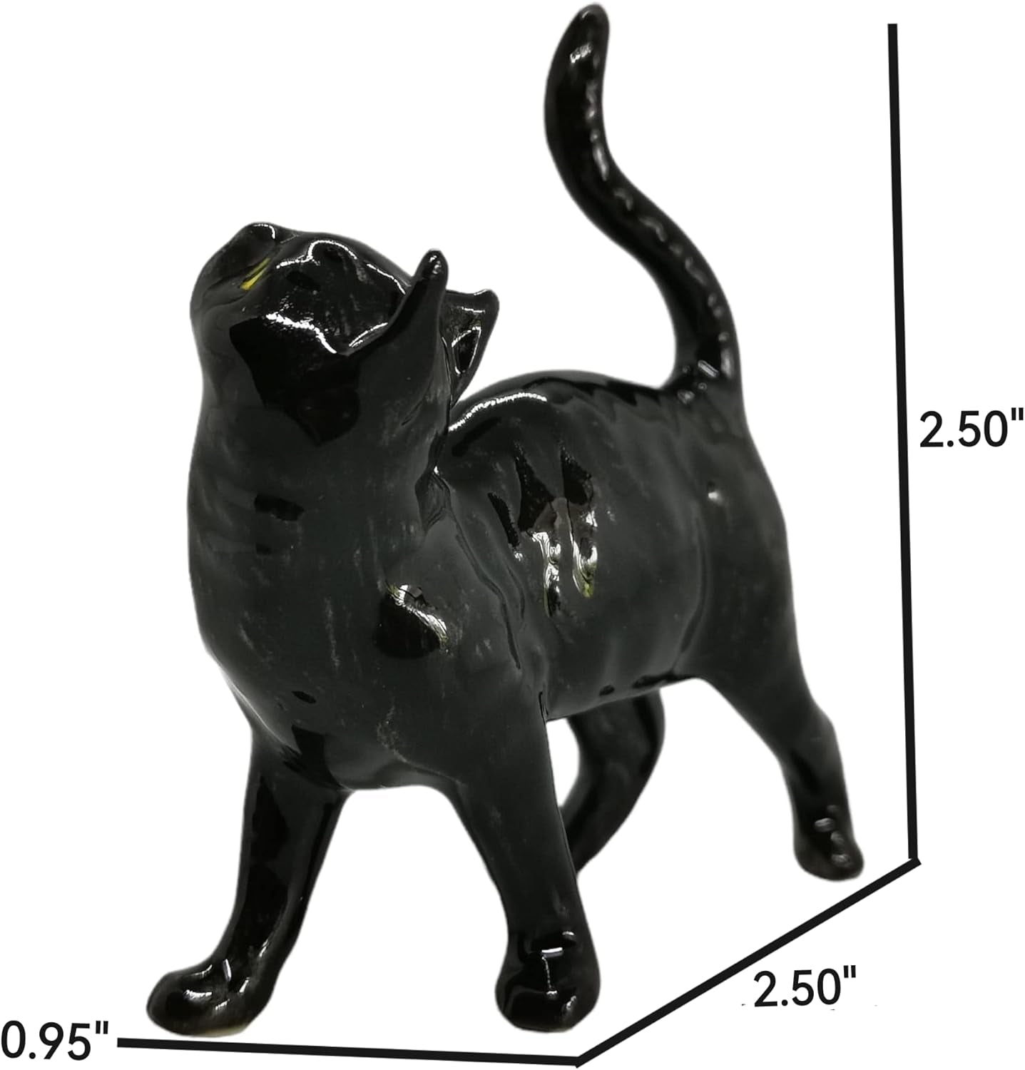 Black Cat Figurine, Decorative and Collectible Ornaments, Miniature Porcelain Cat Figurines, Siamese Cat Figurine, Black Cat Statue 2.5"