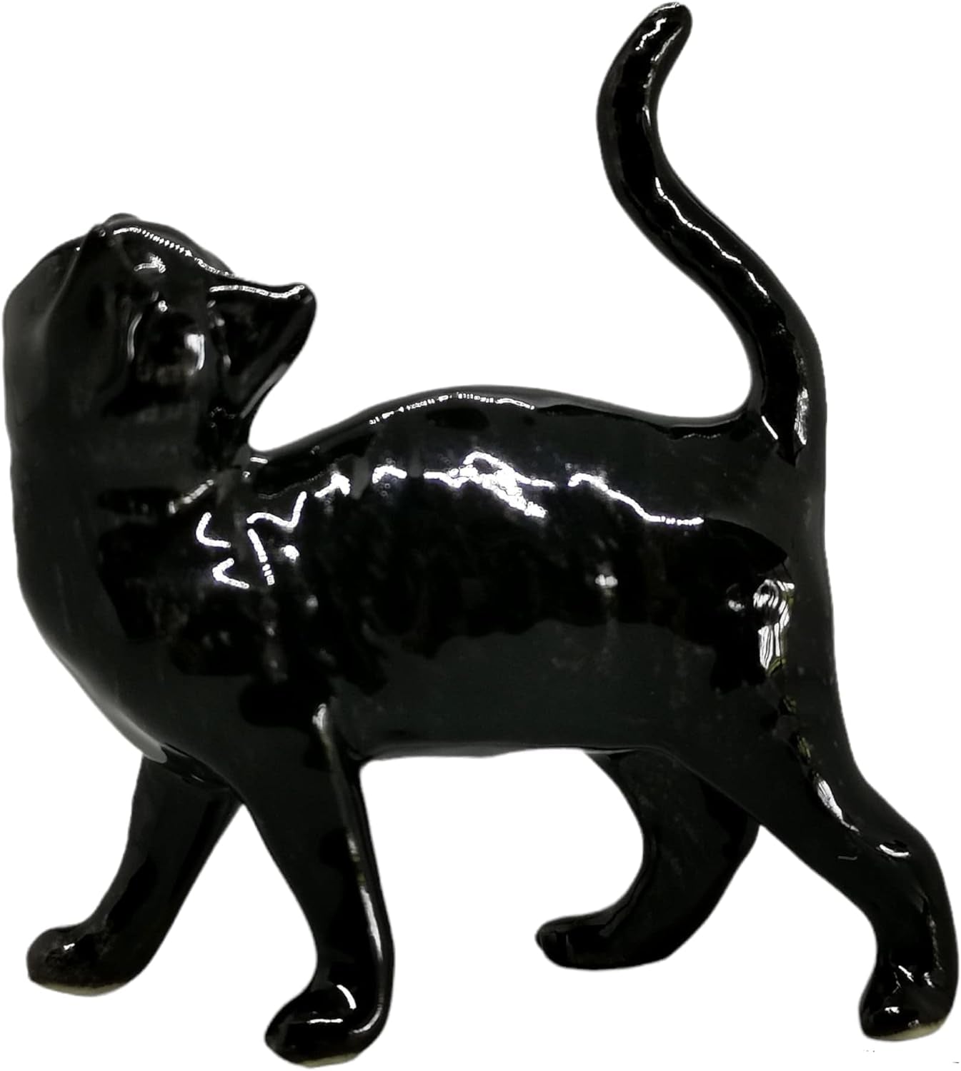 Black Cat Figurine, Decorative and Collectible Ornaments, Miniature Porcelain Cat Figurines, Siamese Cat Figurine, Black Cat Statue 2.5"