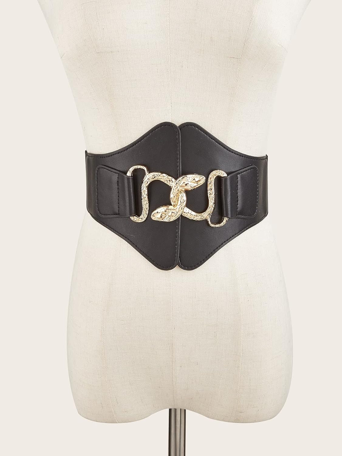 Women'S Snake Buckle Faux Leather Elastic Wide Belt Corset