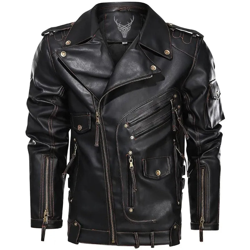 Winter Mens Leather Jacket Men Fashion Motorcycle PU Leather Jacket