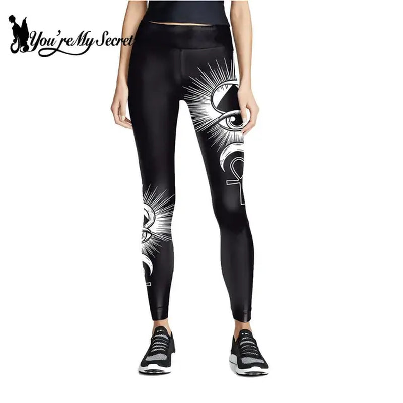 [You'Re My Secret] NEW Ouija Leggings Women Satan Devil Black Pants Baphomet Dark Gothic Leggins Lucifer Fitness Workout Legins