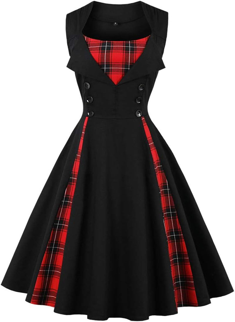 Women'S Polka Dot Retro Vintage Style Cocktail Party Swing Dress