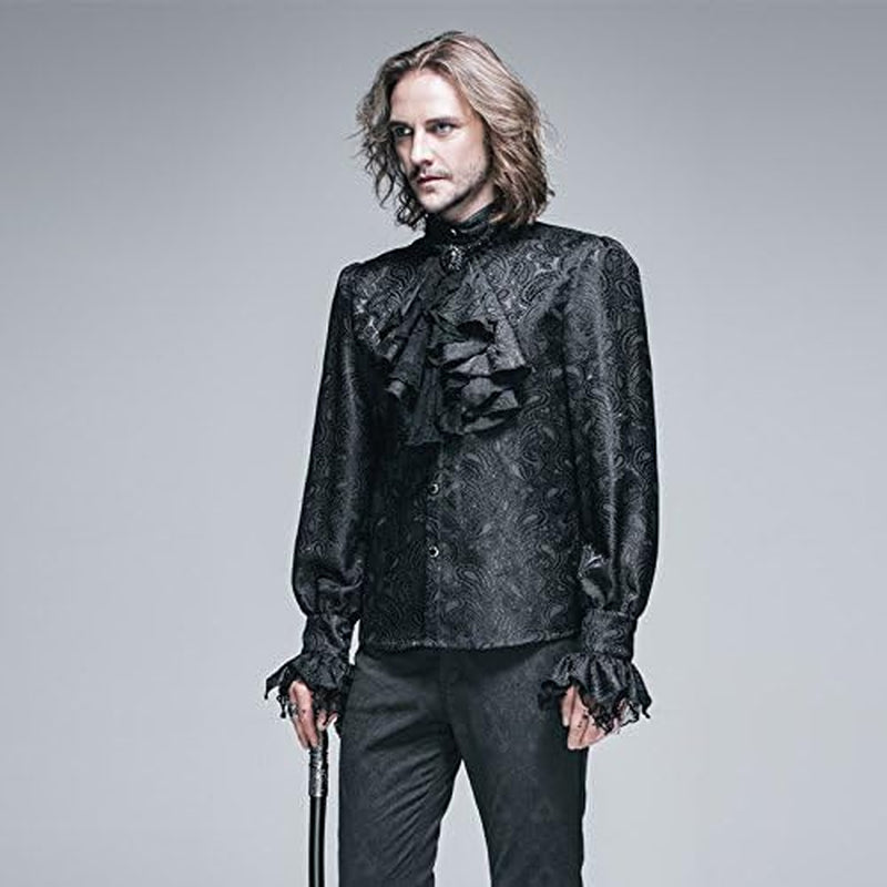 Steampunk Men Shirts Gothic Victorian Shining Tuxedo Shirts Blouses Halloween Costumes