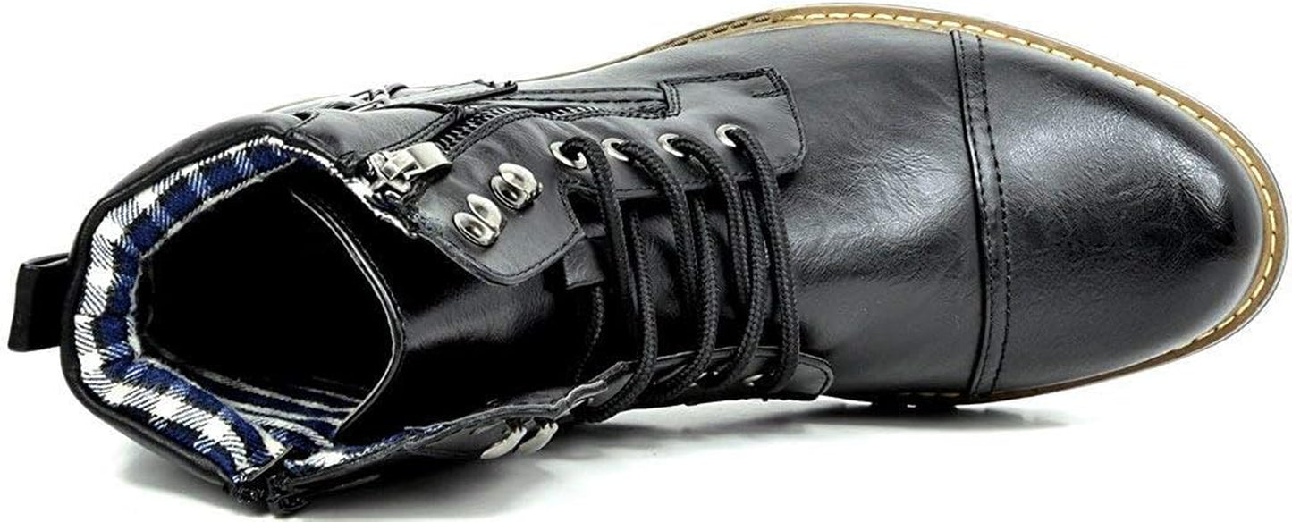 Men'S Motorcycle Combat Boots Zipper Biker Boot