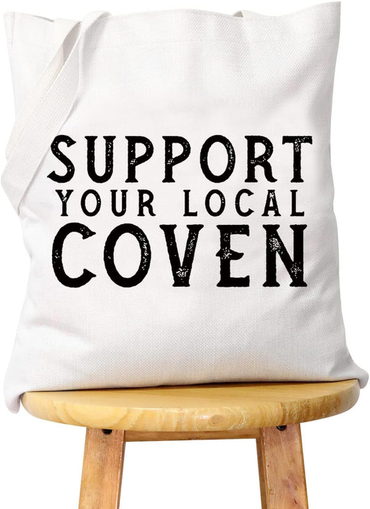 Wiccan Halloween Witch Gift Support Your Local Coven Witch Aesthetic Wicca Witchcraft Cosmetics Bag (LOCAL COVEN Tote)