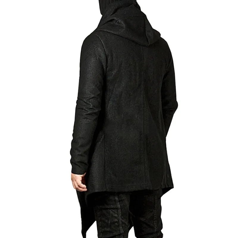 Steampunk Men Gothic Male Hooded Irregular Red Black Trench Vintage Mens Outerwear Cloak Fashion Trench Coat Men X9105