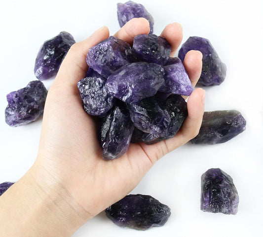 Amethyst Crystals, Raw Crystals Bulk, Gem Stones Rocks Crystals, Tumbled Stones and Crystals Bulk, Rock Collection, Chakra Stones, Healing Crystals, Raw Crystals, Minerals Rocks Crystals(1Lb)