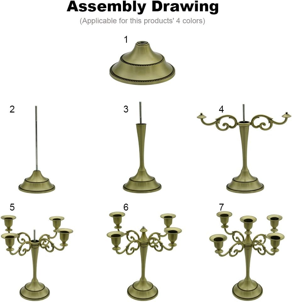 5-Candle Metal Candelabra Candlestick Holders 10.6 Inch Tall Candle Holder Wedding Event Candelabra Candle Stand (Black Candelabra)