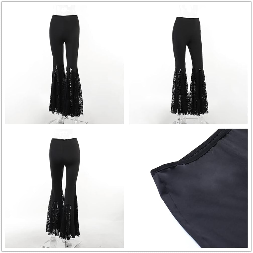 Gothic Black Pants Grunge Bottoms High Waisted Boho Hippie