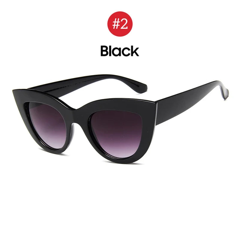 Trends Cat Eye Girl Sunglasses 2024 Vintage Sun Glasses for Women Designer Brand Luxury Ladies Black Shades