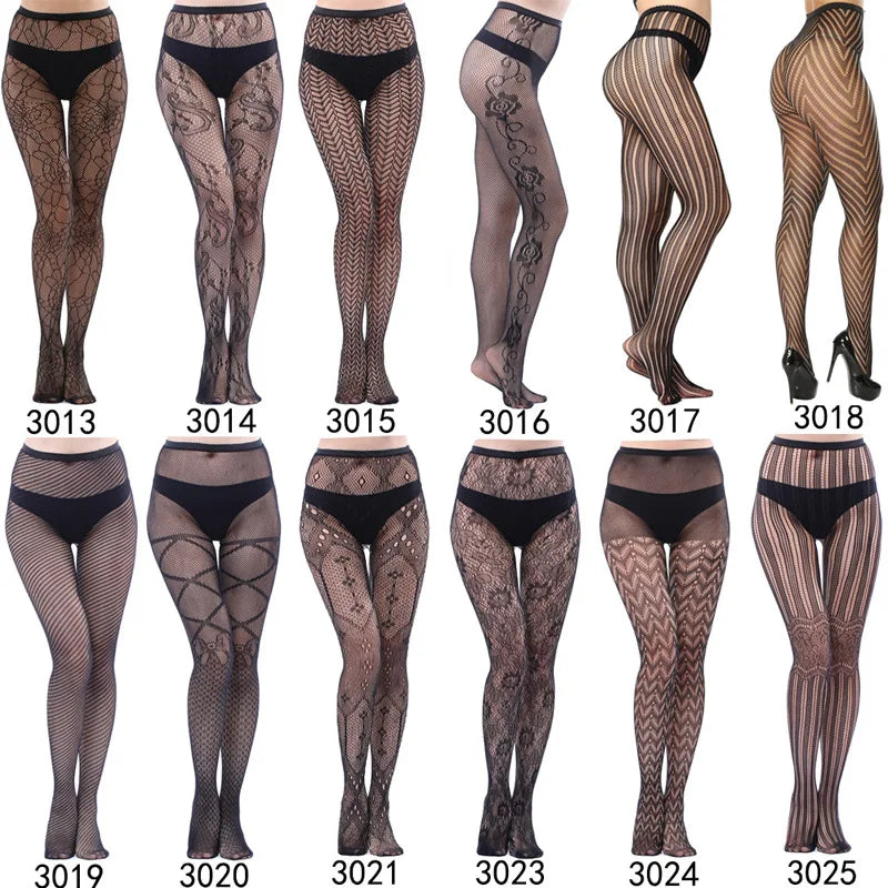 Sexy Women'S Underwear Lace Stockings Transparent Black Fishnet Stockings Thigh Sheer Tights Embroidery Pantyhos