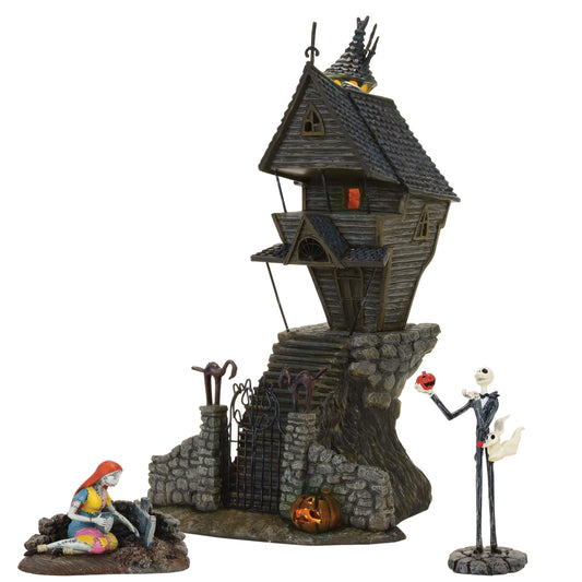 Nightmare before Christmas Jack'S House Village Building with Jack & Sally Figurines - Set of 3