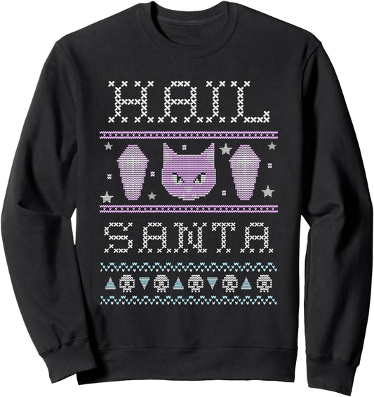 Hail Santa Creepy Cute Cat - Pastel Goth Ugly Christmas Sweatshirt