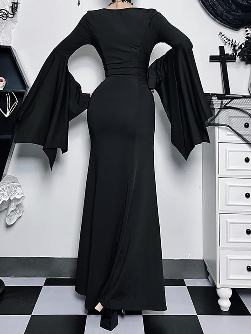 Gothic Bat Sleeve Fishtail Slim Fit Goth Dress Colthes