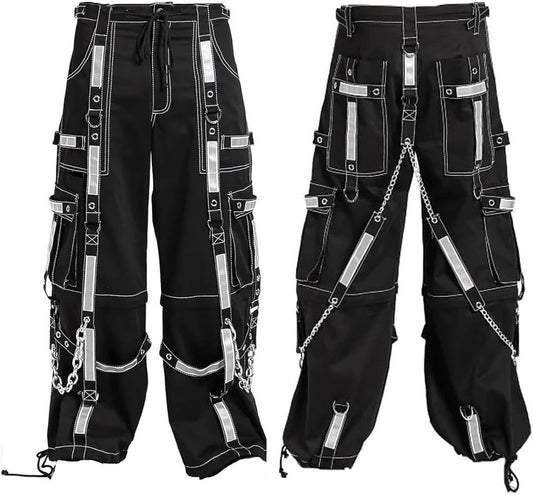 Prime Quality Women'S Bondage Reflective Men Pant Alternative Punk Rock Emo Trouser Pant Shorts