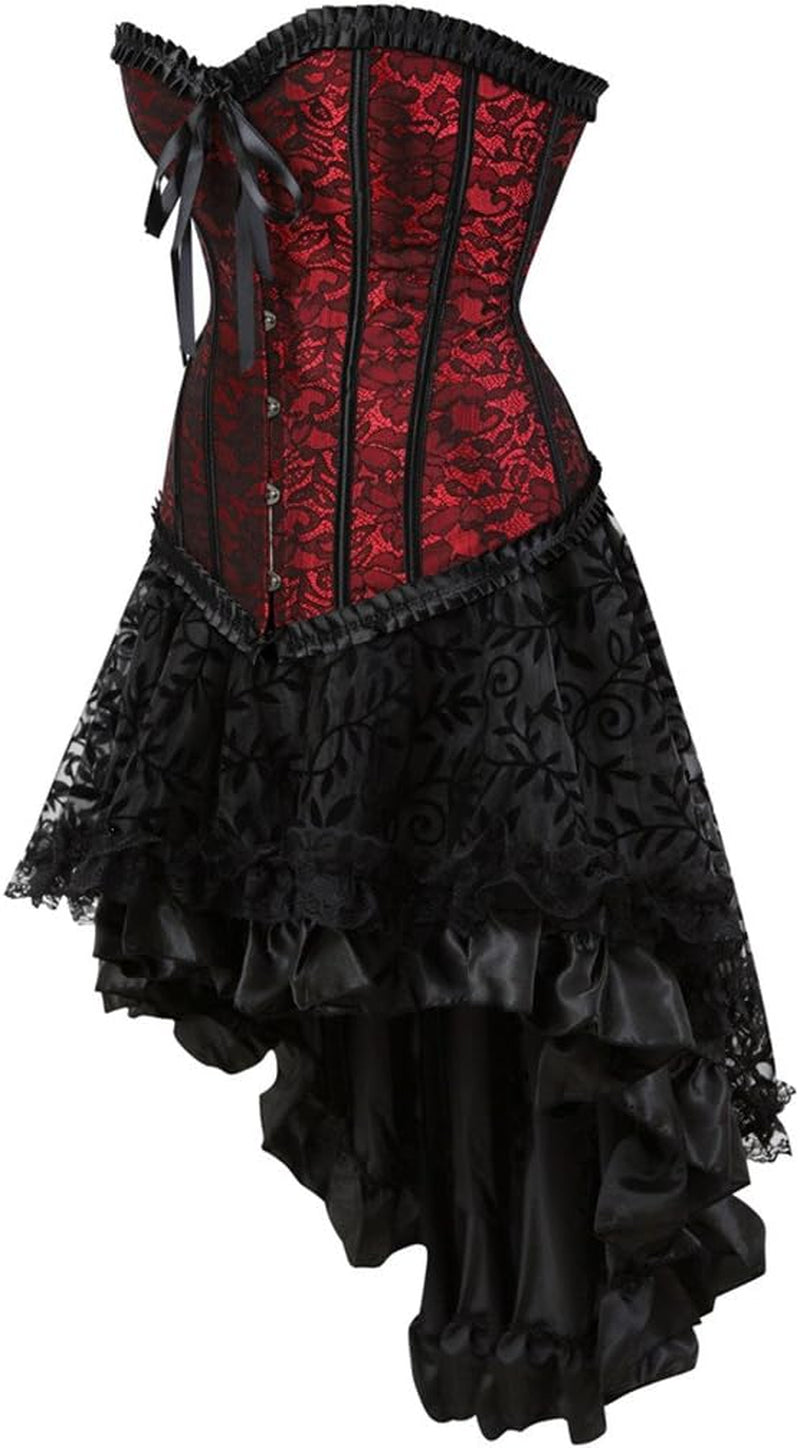 Steampunk Corset Skirt Renaissance Corset Dress for Women Gothic Burlesque Corsets Costumes