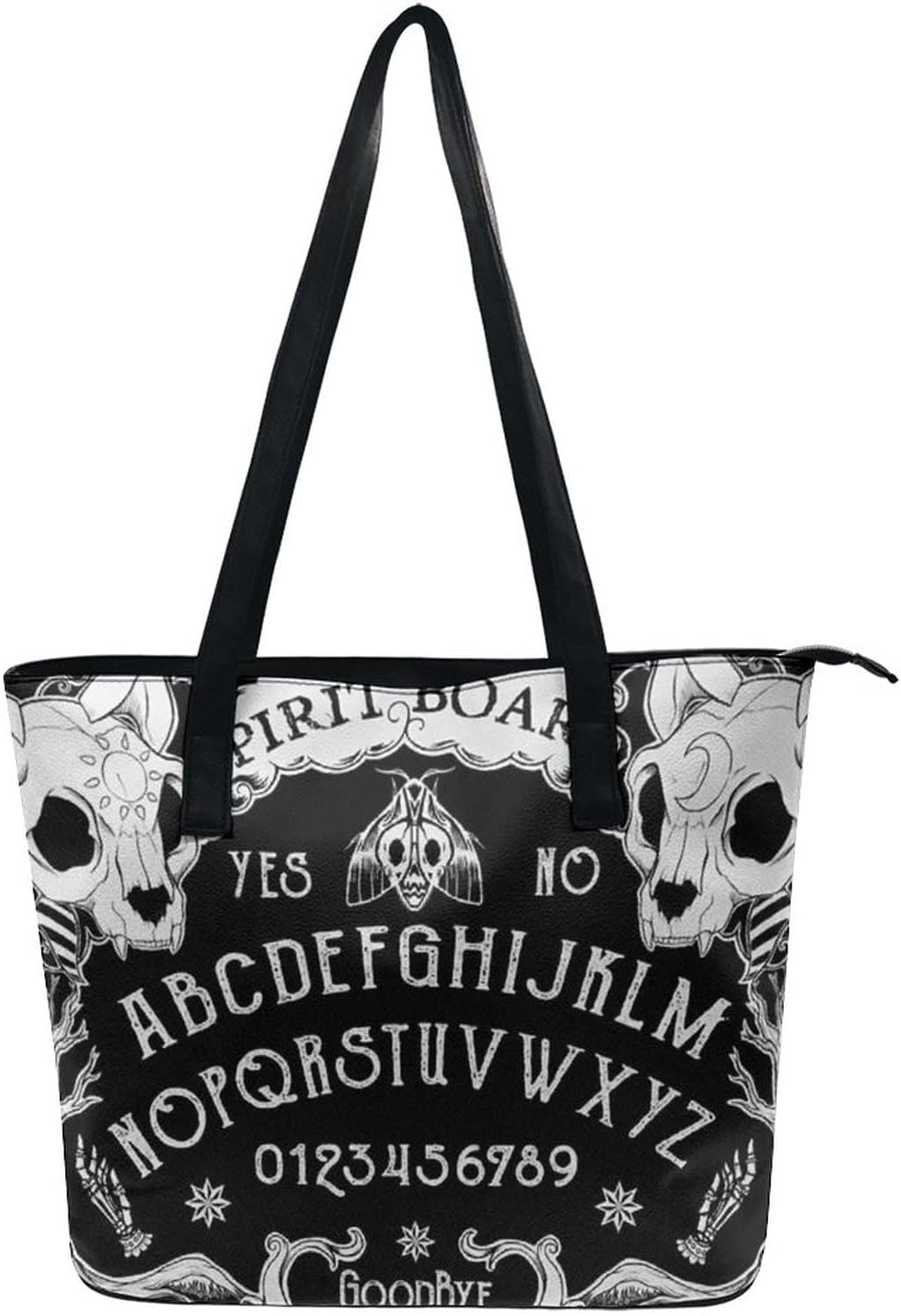 Women Tote Bag Cat Skull Head Witch Magic Board Black Gothic Large Shoulder Bag