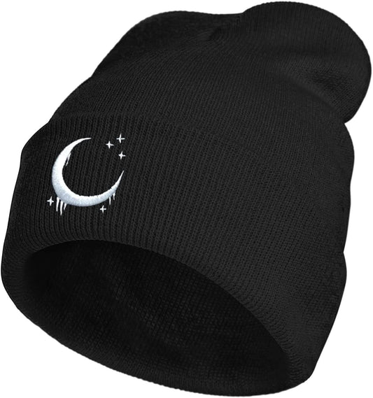 Embroidery Goth Beanie Knit Hats for Men & Women, Embroidery Winter Hats Skull Cap