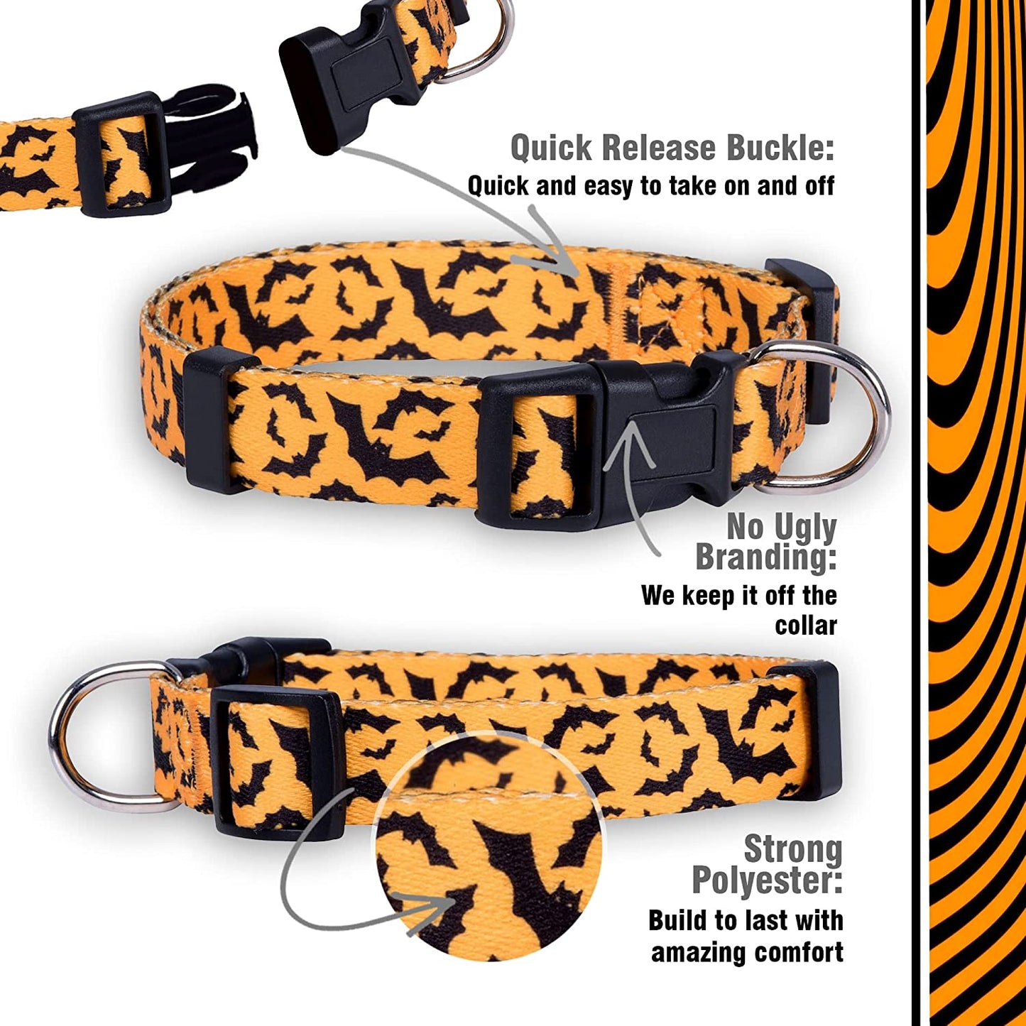 Halloween Dog Collar (Large, Bats)