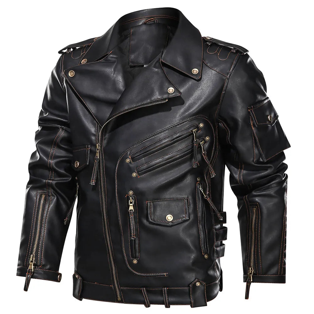 Winter Mens Leather Jacket Men Fashion Motorcycle PU Leather Jacket