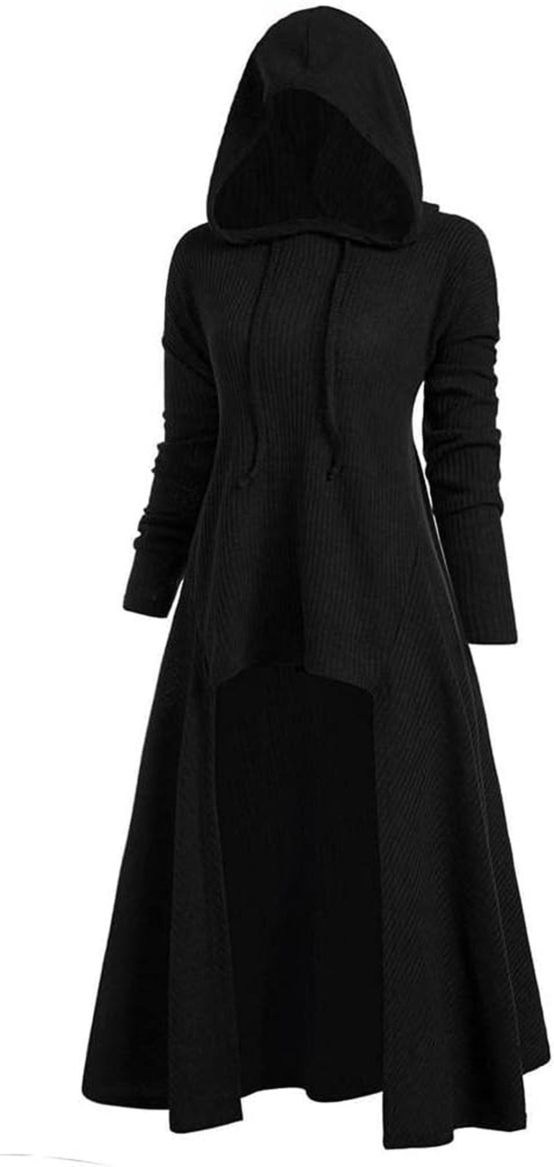 Women Gothic Hooded Jackets plus Size Long Sleeve High Low Hoodie Cloak Renaissance Costumes Witch Cape Outerwear