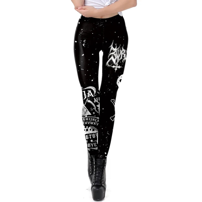 [You'Re My Secret] NEW Ouija Leggings Women Satan Devil Black Pants Baphomet Dark Gothic Leggins Lucifer Fitness Workout Legins