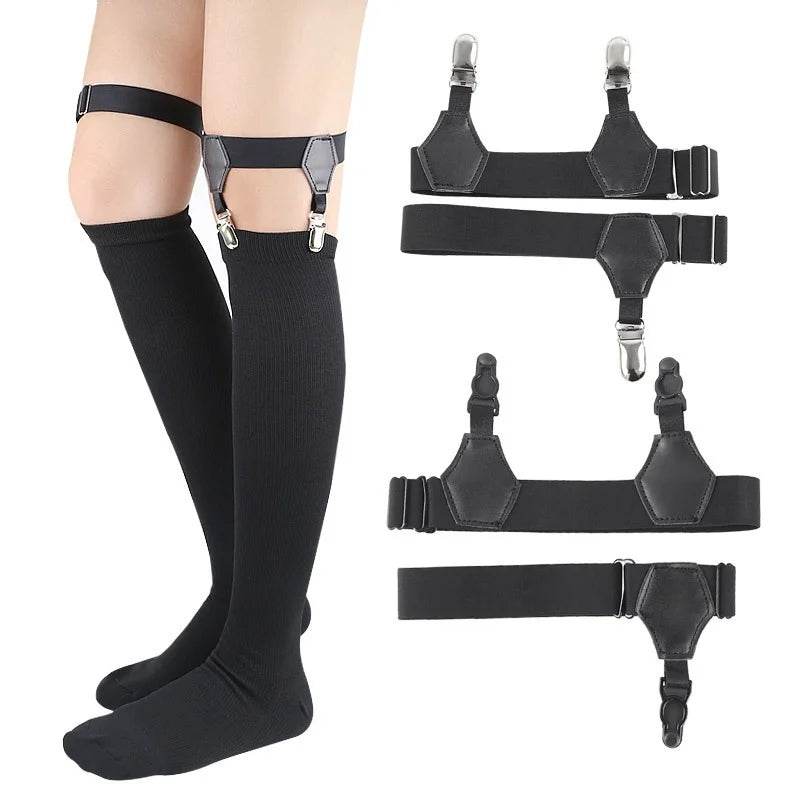 2 PCS Women Garter Pastel Goth Harajuku Leather Garter Sexy Socks Goth Accessories Cosplay Thigh Ring Leg Chain Garter Belts