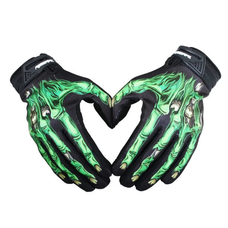 Men Women Motorcycle Cycling Gloves Racing Full Finger Gloves Skull Skeleton Goth Unisex