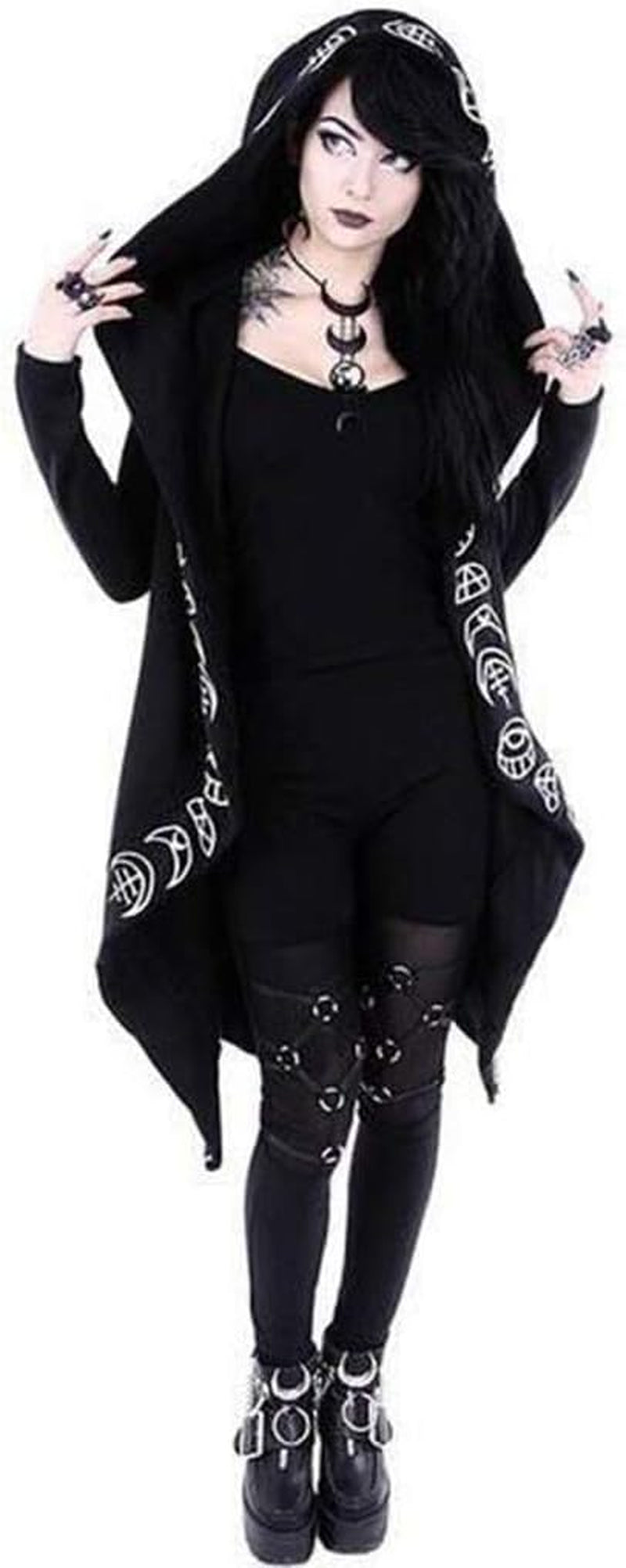 Gothic Clothes for Women plus Size Cloak with Hood Halloween Cardigan Hooded Cloak Fall Punk Clothes Womens Fashion